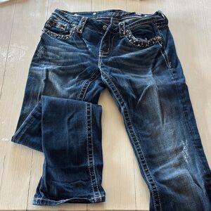 Miss Me Indigo Straight Leg Jeans with Studded Details